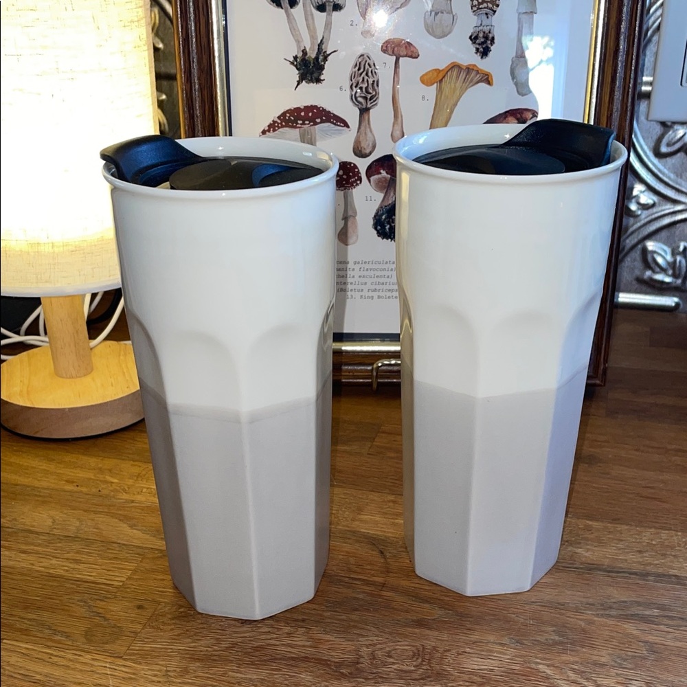 2 ROYAL DOULTON COFFEE STUDIO CUPS MUGS INSULATED CERAMIC TRAVELLERS